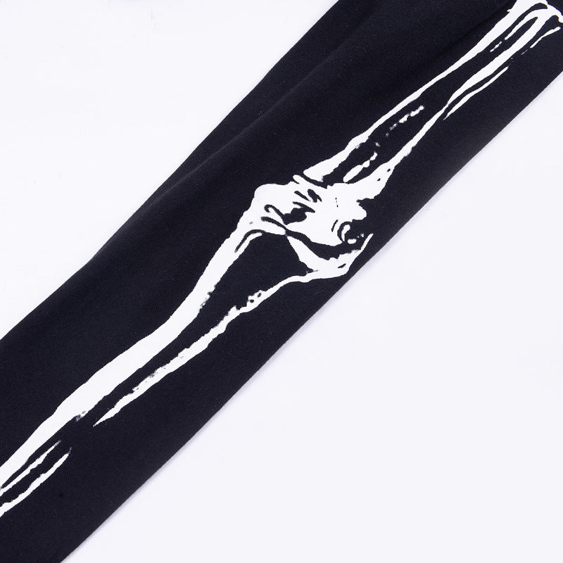 Goth Dark Mall Gothic Skull Print Cropped Hoodies Grunge Punk Aesthetic Black Pullovers Sexy Emo Alt Clothes