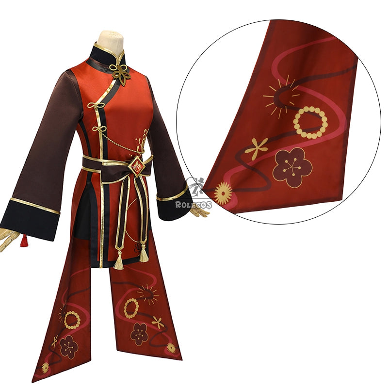 ROLECOS Game Genshin Impact Hutao Cosplay Costume Hu Tao Uniform Cosplay Chinese Style Halloween Costumes For Women With Hat