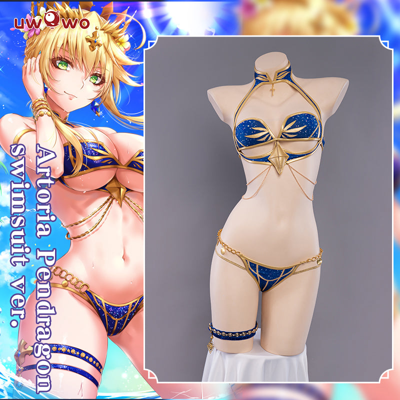 UWOWO Artoria Pendragon Lancer Swimsuit Cosplay Costume Anime Fate/Grand Order Dress Lovely Sexy Arturia Suit Women