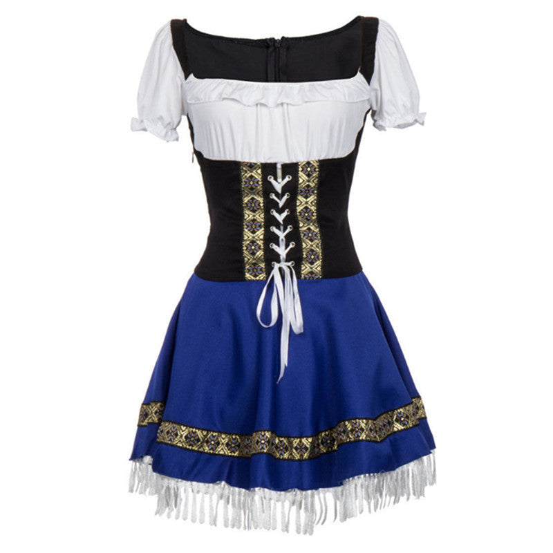 Blue Sexy Women Oktoberfest Dress Ladies Woman Bavarian German Wench Waitress Serving Maid Costume Beer Girl Fancy Dress