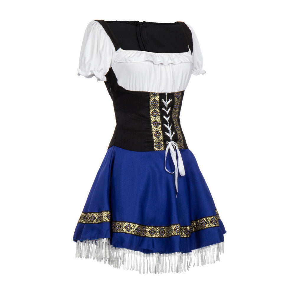 Blue Sexy Women Oktoberfest Dress Ladies Woman Bavarian German Wench Waitress Serving Maid Costume Beer Girl Fancy Dress