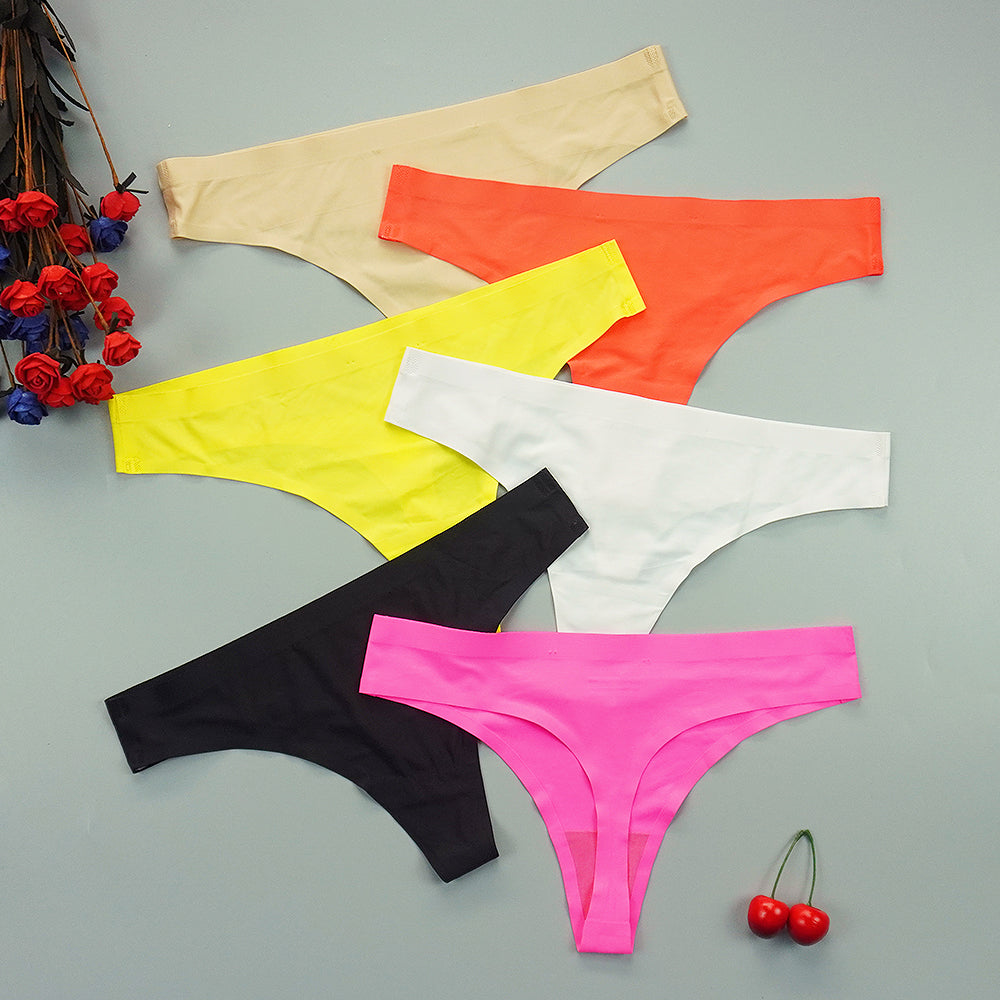 Sexy Thong Panties Woman Seamless Underwear Sports T-back Soft Ice Silk low-Rise Girl Underpants Set 3 Pcs/lot S-XL Size
