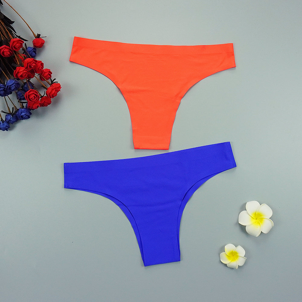 Sexy Thong Panties Woman Seamless Underwear Sports T-back Soft Ice Silk low-Rise Girl Underpants Set 3 Pcs/lot S-XL Size