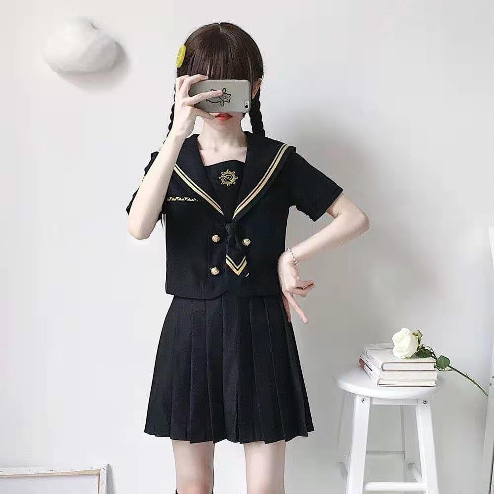 Japanese  School Uniforms Student S-2xl Student Girls Navy Costume cute Women Sexy Navy JK Suit Sailor Blouse Pleated Skirt Set