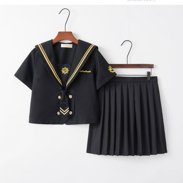 Japanese  School Uniforms Student S-2xl Student Girls Navy Costume cute Women Sexy Navy JK Suit Sailor Blouse Pleated Skirt Set