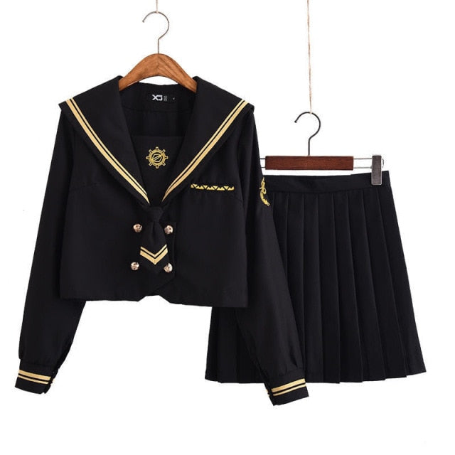 Japanese  School Uniforms Student S-2xl Student Girls Navy Costume cute Women Sexy Navy JK Suit Sailor Blouse Pleated Skirt Set