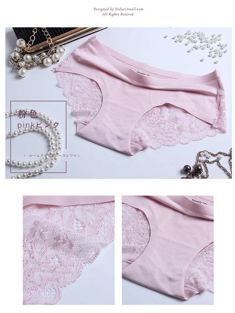 3Pcs/set Women Sexy lingerie Lace Underwear Seamless sensual Panties Briefs Female Ice Silk intimates Underpants Cotton briefs