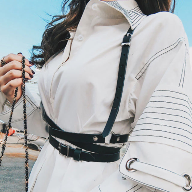 Women Sexy Garters faux Leather Women Body Bondage Cage Sculpting Harness Waist Belt Straps Suspenders Goth Harajuku Belt