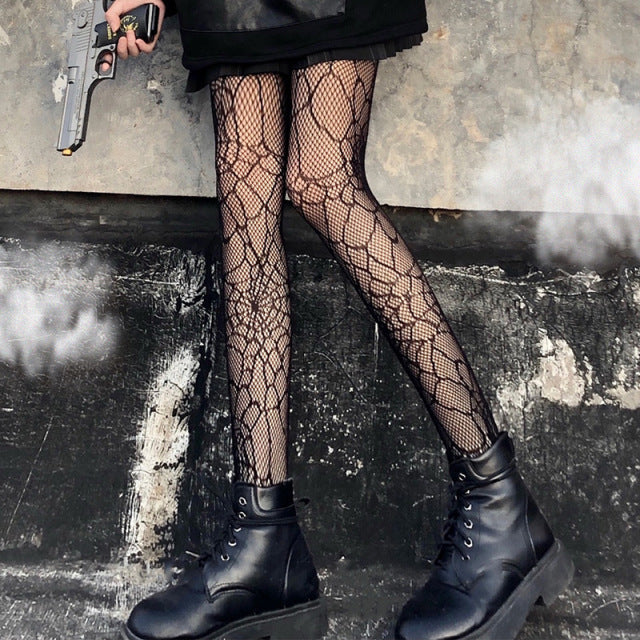 Lace Cute Black G Stockings Trousers Tights Japanese Gothic Women Love Embroidery Punk Pantyhose Lolita Dark Fishnet Stocking
