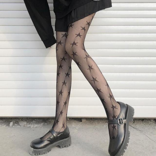 Lace Cute Black G Stockings Trousers Tights Japanese Gothic Women Love Embroidery Punk Pantyhose Lolita Dark Fishnet Stocking