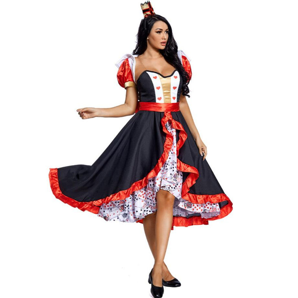 Queen of hearts Alice in Wonderland Costume Poker Queen Cosplay Halloween Masquerade Costumes Sexy Dress