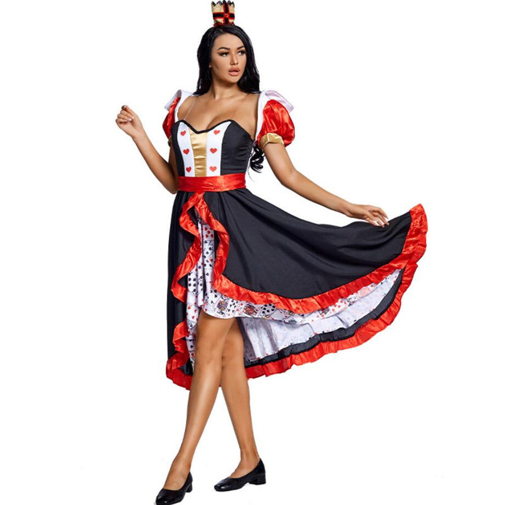 Queen of hearts Alice in Wonderland Costume Poker Queen Cosplay Halloween Masquerade Costumes Sexy Dress