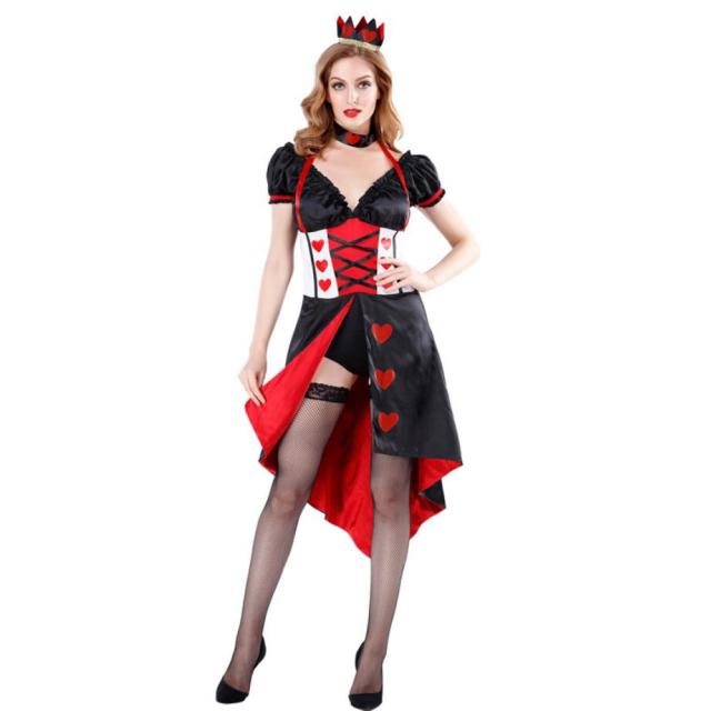 Queen of hearts Alice in Wonderland Costume Poker Queen Cosplay Halloween Masquerade Costumes Sexy Dress
