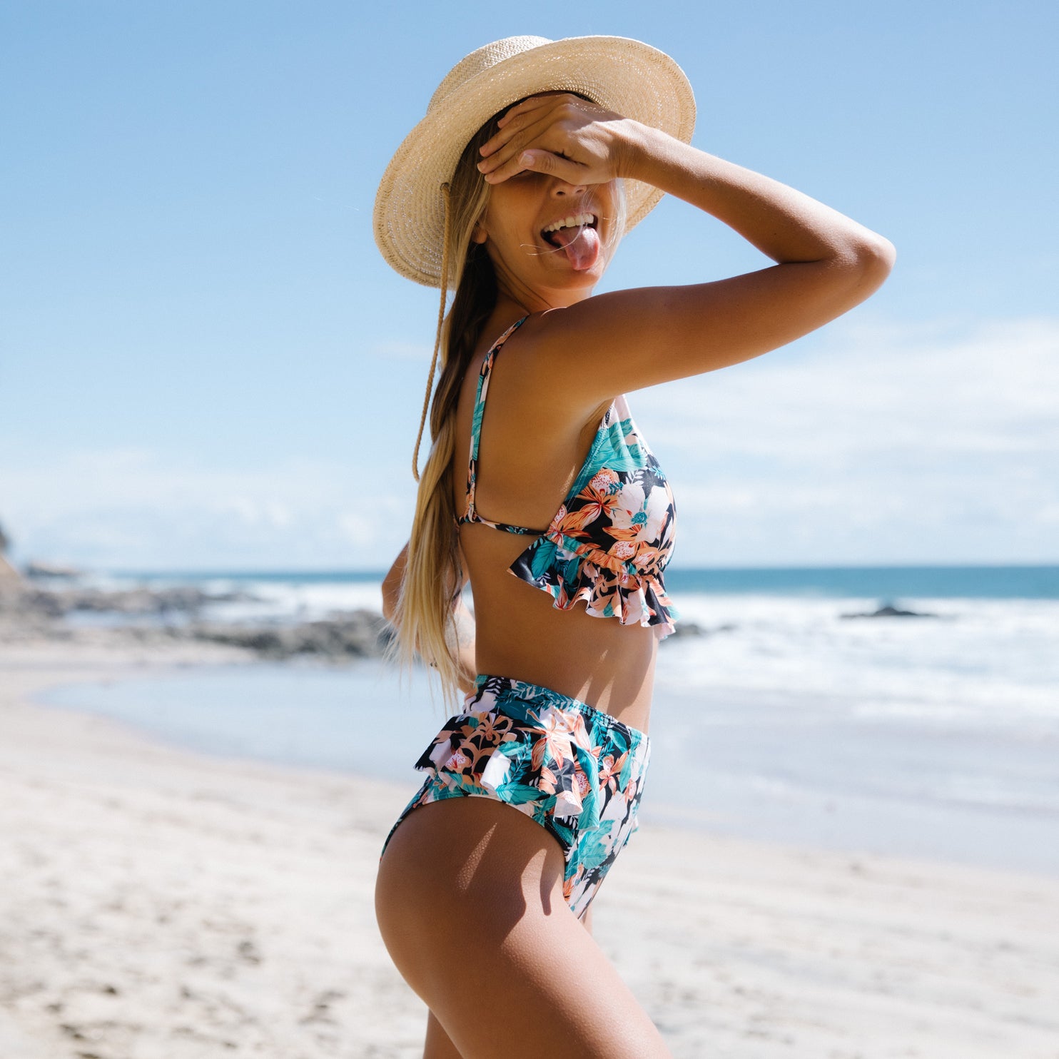 Print Bikini Women Swimwear Push Up Swimsuit High Waist Biquini Halter Backless Bathing Suit Ruffle Beach Wear Summer
