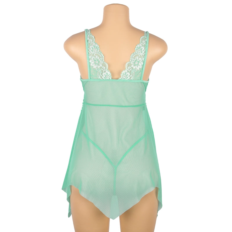 Comeondear Plus Size Sleepwear Women Night Dress Front Closure Chemise De Nuit Femme Sleep Tops Mesh Lace Pijamas Women Sexy