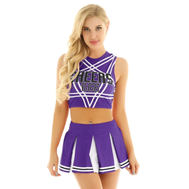 US/UK STOCK Women Japanese Schoolgirl Cosplay Uniform Girl Sexy Lingerie Gleeing Cheerleader Costume Set Halloween Costume Femme