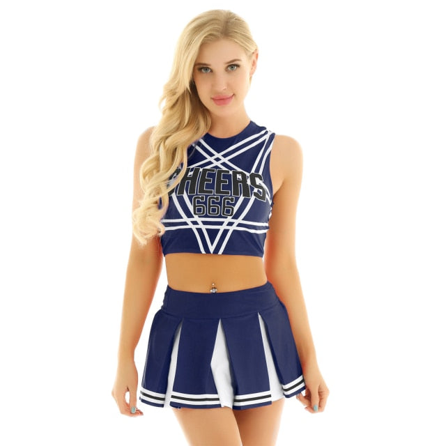 US/UK STOCK Women Japanese Schoolgirl Cosplay Uniform Girl Sexy Lingerie Gleeing Cheerleader Costume Set Halloween Costume Femme