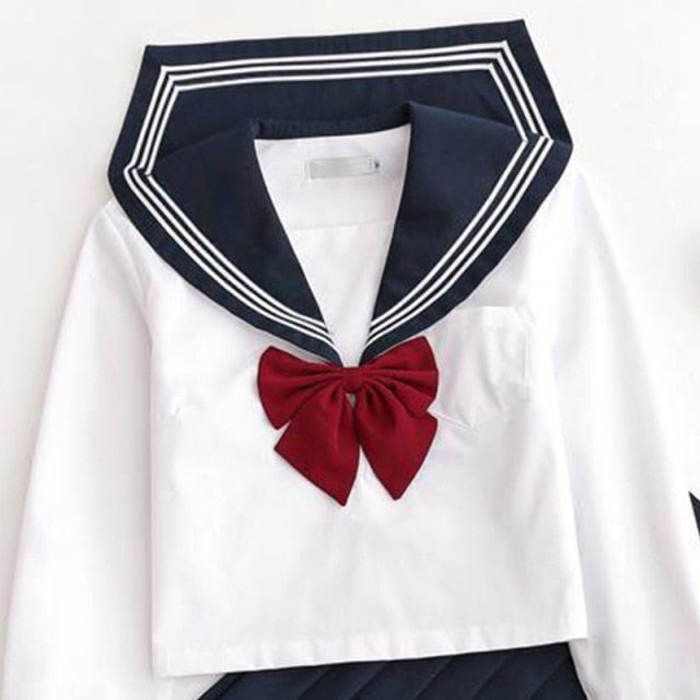 Japanese Style S-2xl Student Girls School Uniforms Girls Navy Costume Women Sexy Navy JK Suit Sailor Blouse Pleated Skirt