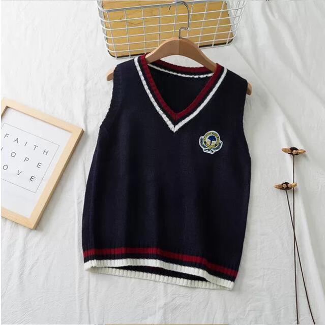 Women Sweater Vest Korean JK Embroidery College Style V Neck Sleeveless Pullover Knitted Vest Woman Sweaters Tops