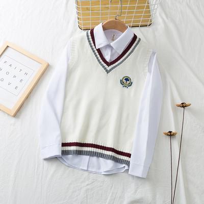 Women Sweater Vest Korean JK Embroidery College Style V Neck Sleeveless Pullover Knitted Vest Woman Sweaters Tops