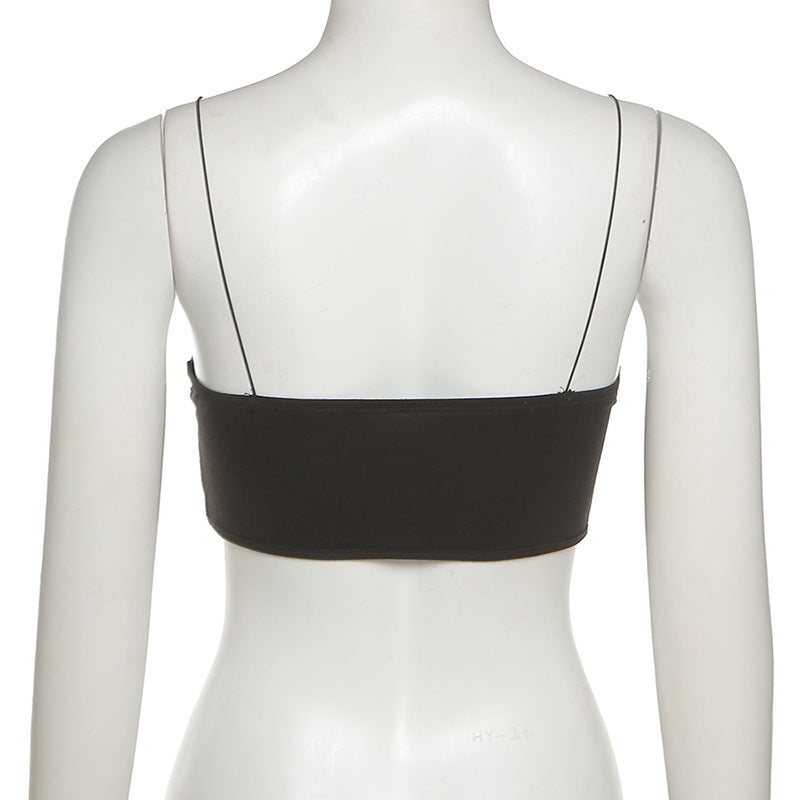wsevypo Sexy Spaghetti Straps Bustiers Corset Crop Tops Mesh Spliced Camisoles Women Wrap Tube Tops Party Club Vest