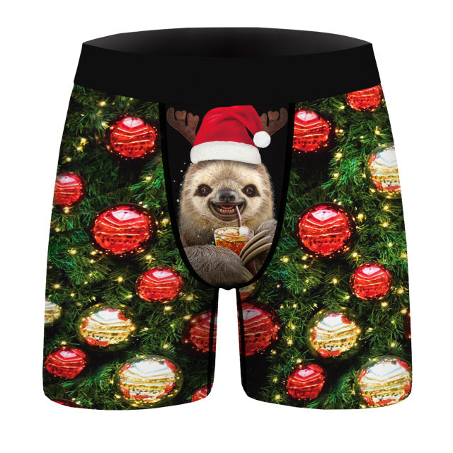 OneLineFox Christmas Underwear Men Boxer Panties Underwear Male Boxer Shorts Boxershorts Long Underpants Calzoncillos Hombre