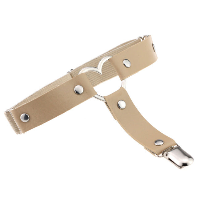 Heart Sexy PU Leather Garter Belt Harajuku Elasticity Body Harness Tight Suspender Strap Leg Harness Punk Bondage Belts