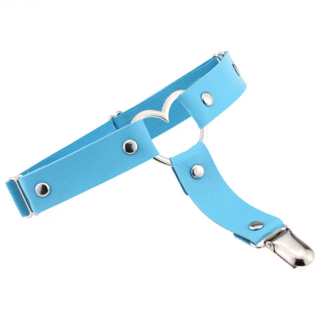 Heart Sexy PU Leather Garter Belt Harajuku Elasticity Body Harness Tight Suspender Strap Leg Harness Punk Bondage Belts