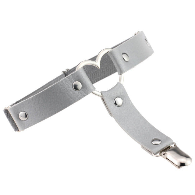 Heart Sexy PU Leather Garter Belt Harajuku Elasticity Body Harness Tight Suspender Strap Leg Harness Punk Bondage Belts