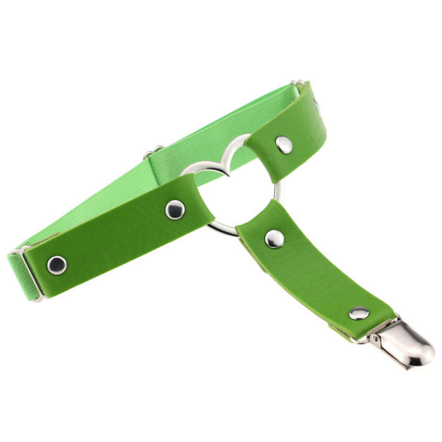 Heart Sexy PU Leather Garter Belt Harajuku Elasticity Body Harness Tight Suspender Strap Leg Harness Punk Bondage Belts