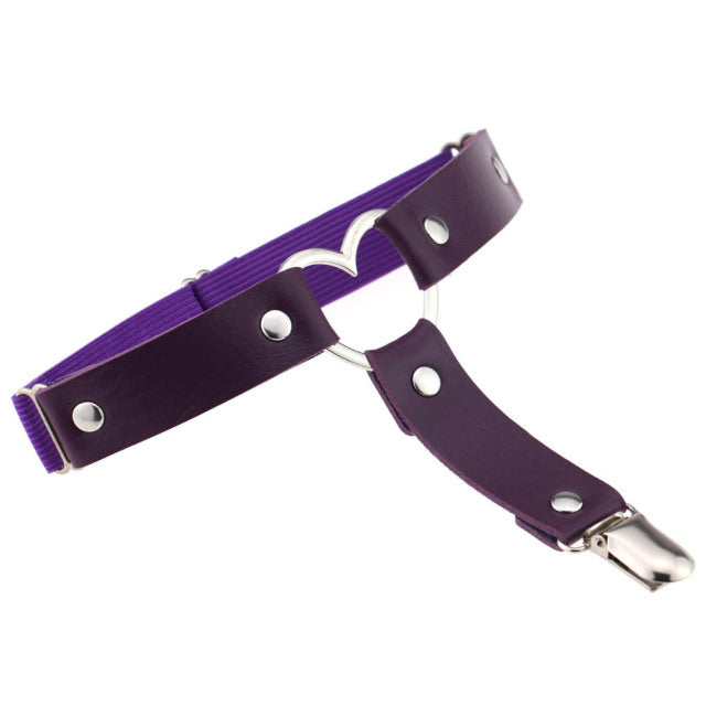 Heart Sexy PU Leather Garter Belt Harajuku Elasticity Body Harness Tight Suspender Strap Leg Harness Punk Bondage Belts