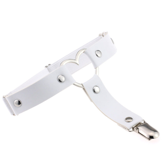 Heart Sexy PU Leather Garter Belt Harajuku Elasticity Body Harness Tight Suspender Strap Leg Harness Punk Bondage Belts