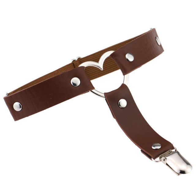 Heart Sexy PU Leather Garter Belt Harajuku Elasticity Body Harness Tight Suspender Strap Leg Harness Punk Bondage Belts