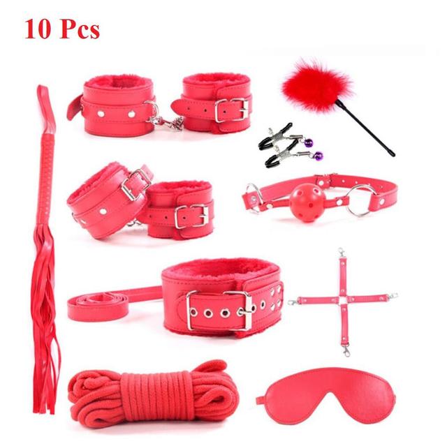 Leather  Sex Toys For Adult Game Erotic BDSM Sex Kits Bondage Handcuffs Sex Game Whip Gag SM Bdsm Toys Nipple Clamps