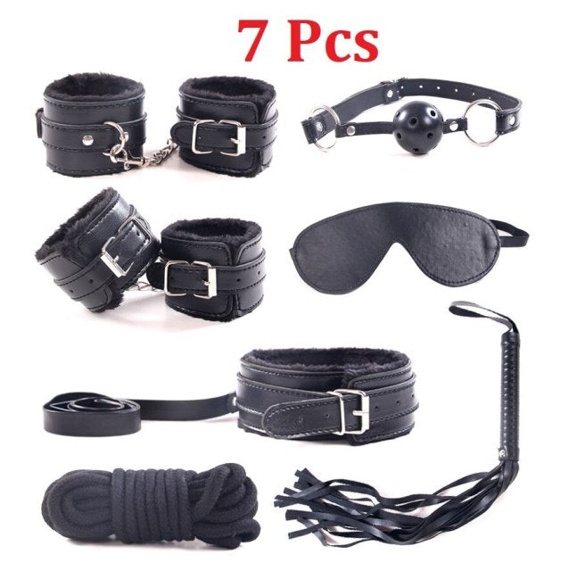 Leather  Sex Toys For Adult Game Erotic BDSM Sex Kits Bondage Handcuffs Sex Game Whip Gag SM Bdsm Toys Nipple Clamps