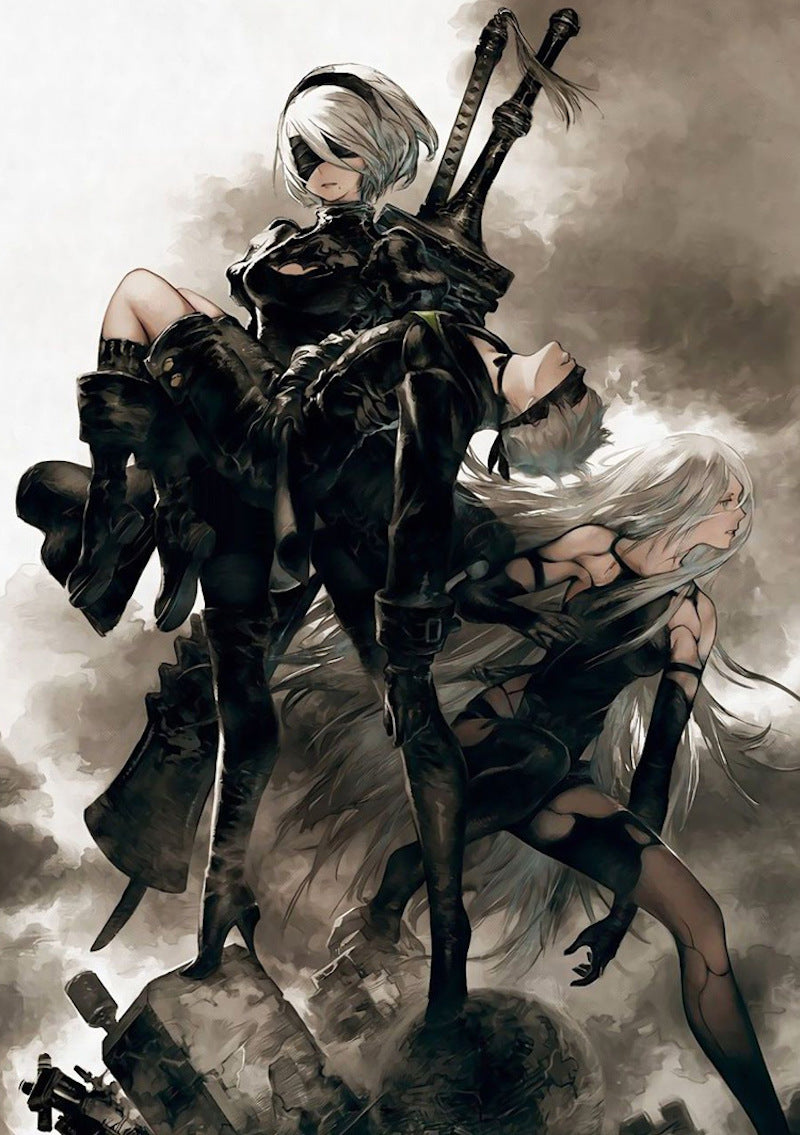 Chinese Size Nier Automata Yorha 2B Cosplay Suit Anime Women Outfit Disguise Costume Set Fancy Halloween Girls Party Black Dress
