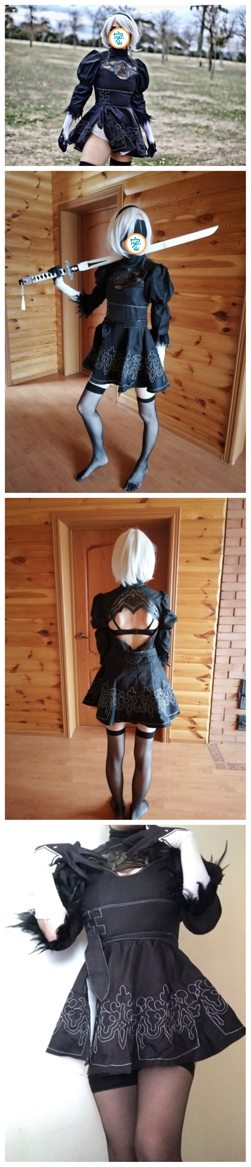Chinese Size Nier Automata Yorha 2B Cosplay Suit Anime Women Outfit Disguise Costume Set Fancy Halloween Girls Party Black Dress