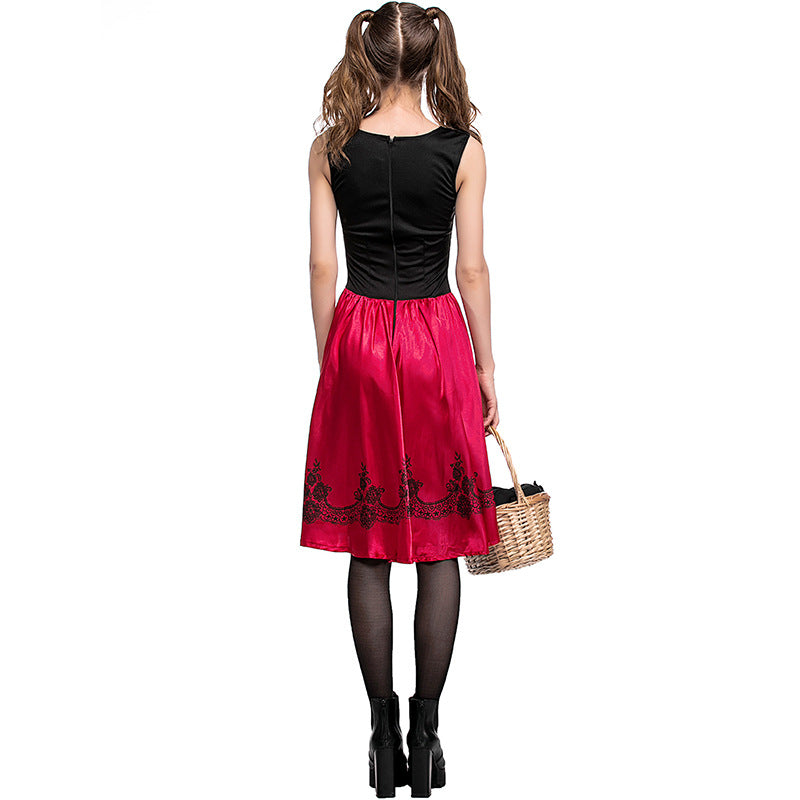 Halloween Costume For Adult Women Little Red Riding Hooded Cosplay Fantasy Game Uniforms Fancy Dress Party Cloak Outfit