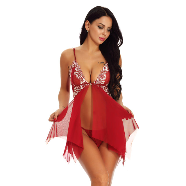 Sexy Sleepwear Large Size Night Dress Lingerie Plus Size Women Front Closure Nightwear Sexy Lace Temptation Underwear Nightdress