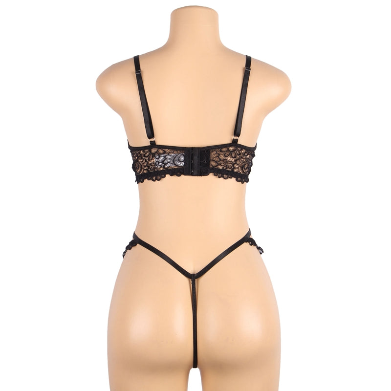 Comeondear Plus Size Lingerie Set Lace Sexy Costumes Women Sexy Underwear Set Hollow Out Temptation Exotic Brief Sets