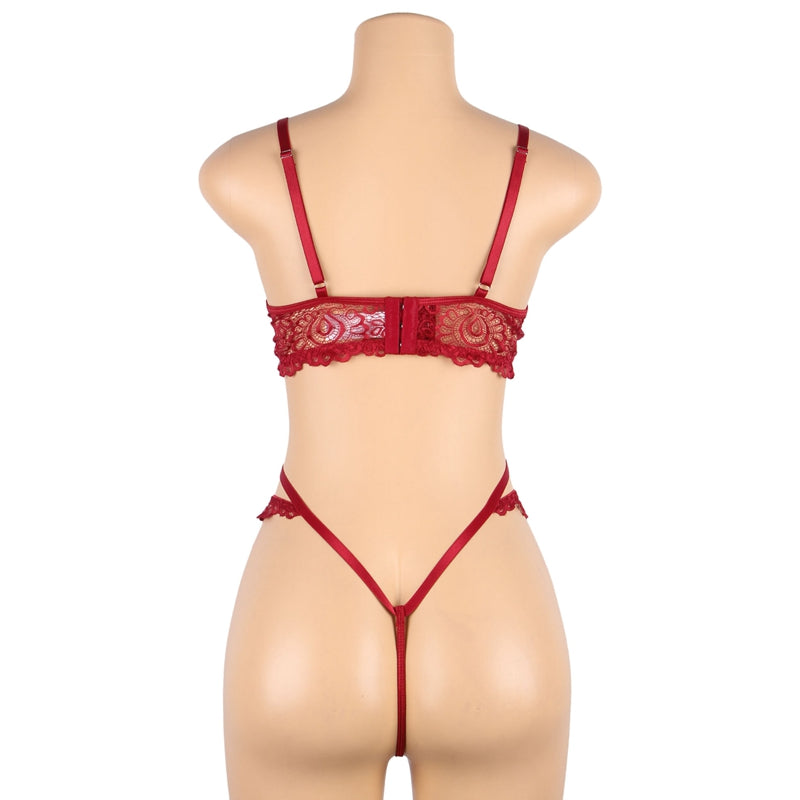 Comeondear Plus Size Lingerie Set Lace Sexy Costumes Women Sexy Underwear Set Hollow Out Temptation Exotic Brief Sets