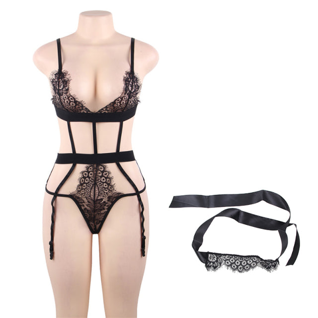 Comeondear Tenue Sexy Erotic Lace Sexy Lingerie Hollow Out Bandage Underwear See Through Sexy Babydoll With Eye Mask