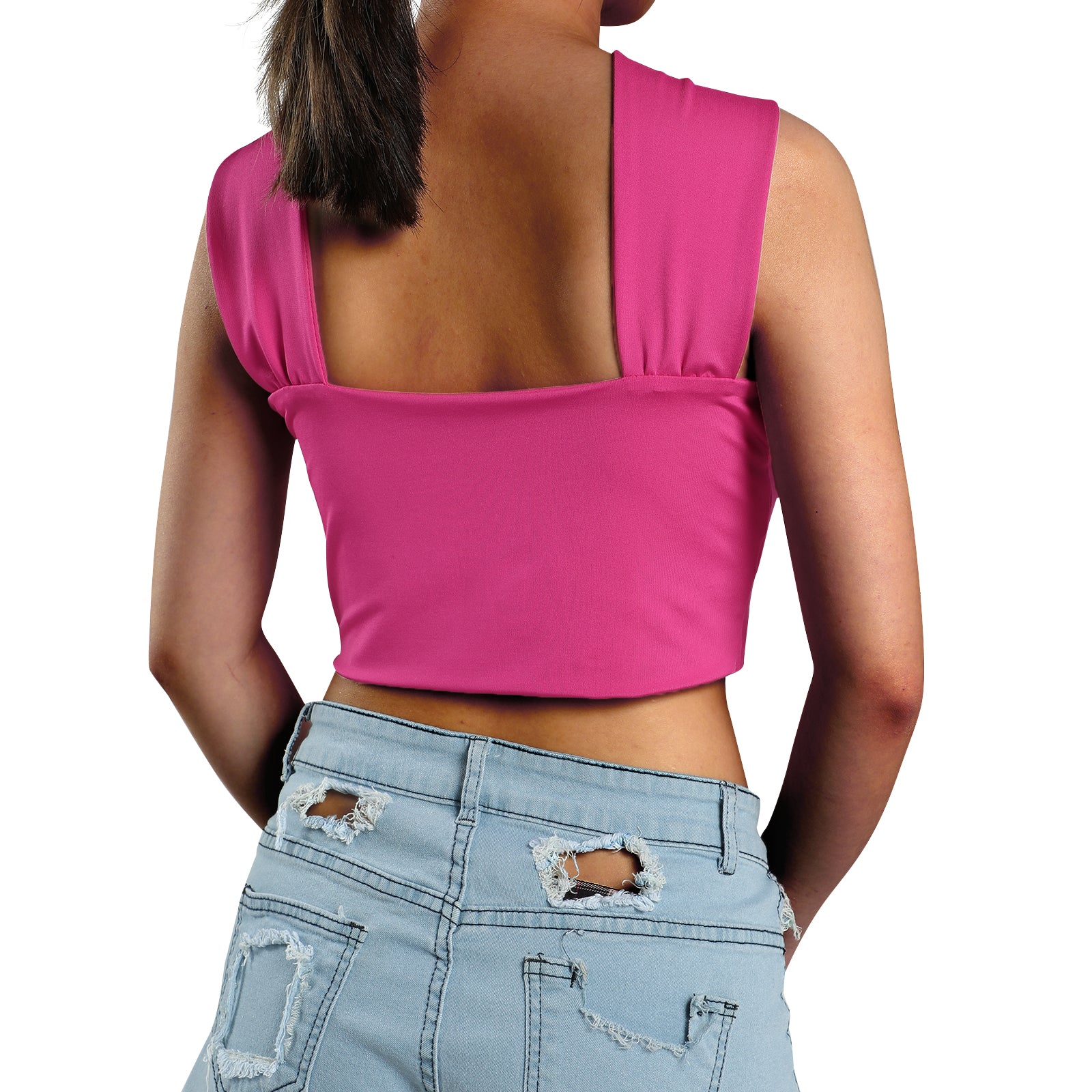 Women Criss Cross Tank Tops Sexy Sleeveless Solid Color Cutout Front Crop Tops Party Club Streetwear Lady Bustier Tops