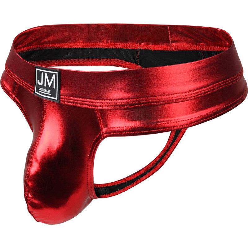 Gay Underwear Men Briefs Jockstrap Tanga Homme Slip Sexy Lingerie Erotic Homens Thongs and G Strings Big U Pouch PU Leather