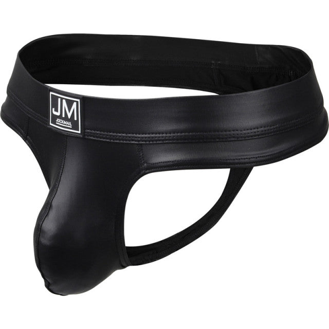 Gay Underwear Men Briefs Jockstrap Tanga Homme Slip Sexy Lingerie Erotic Homens Thongs and G Strings Big U Pouch PU Leather