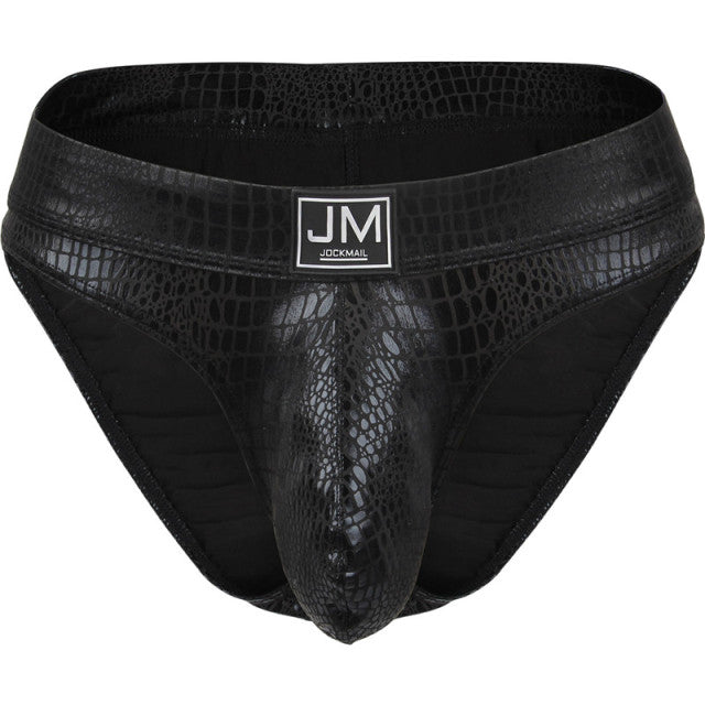Gay Underwear Men Briefs Jockstrap Tanga Homme Slip Sexy Lingerie Erotic Homens Thongs and G Strings Big U Pouch PU Leather