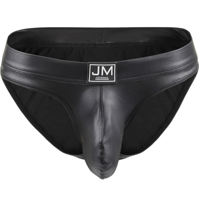 Gay Underwear Men Briefs Jockstrap Tanga Homme Slip Sexy Lingerie Erotic Homens Thongs and G Strings Big U Pouch PU Leather