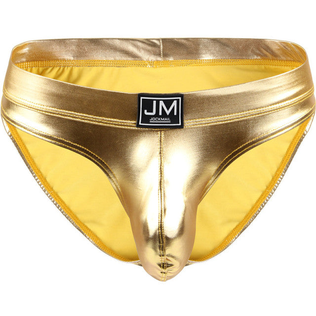 Gay Underwear Men Briefs Jockstrap Tanga Homme Slip Sexy Lingerie Erotic Homens Thongs and G Strings Big U Pouch PU Leather
