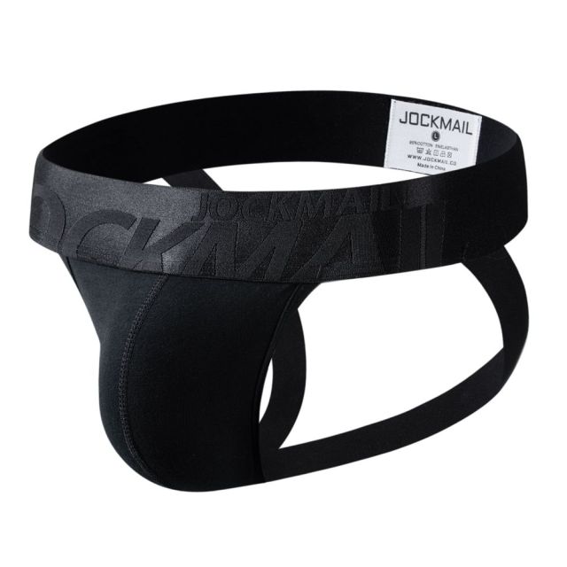 jockmail Men Jockstrap Athletic Supporters Cotton Black White Low Rise Stretch Performance Sport Gym Underwear U Convex Pouch