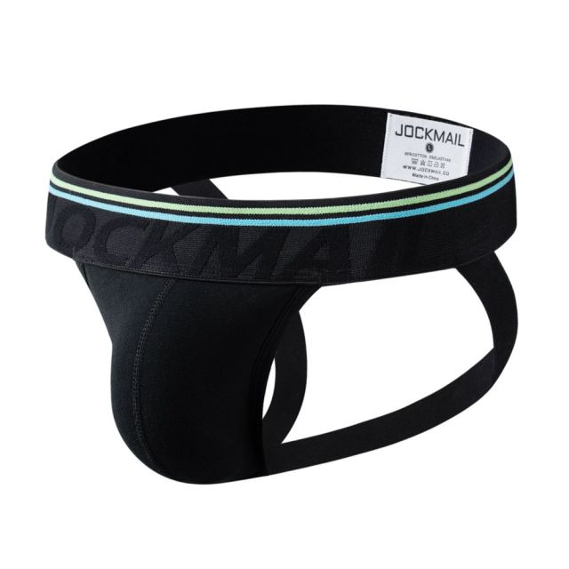 jockmail Men Jockstrap Athletic Supporters Cotton Black White Low Rise Stretch Performance Sport Gym Underwear U Convex Pouch